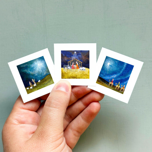 Set of 3 Nativity, Wise Men, and Shepherds Christmas Prints