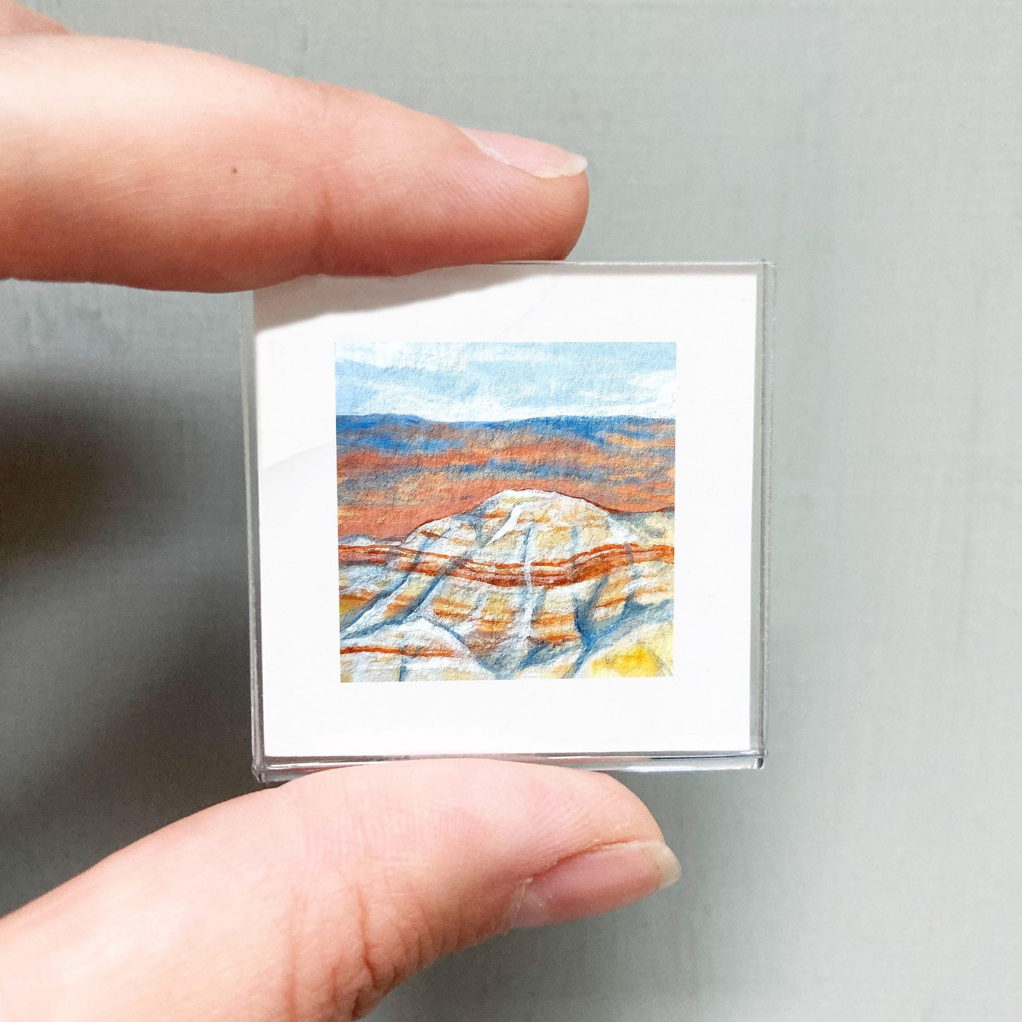 Mini 1" SD Badlands National Park South Dakota USA Roadtrip Tiny Gouache Art PRINT