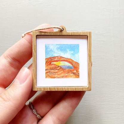 Mini 1" UT Canyonlands Mesa Arch National Park USA Roadtrip Tiny Gouache Art PRINT