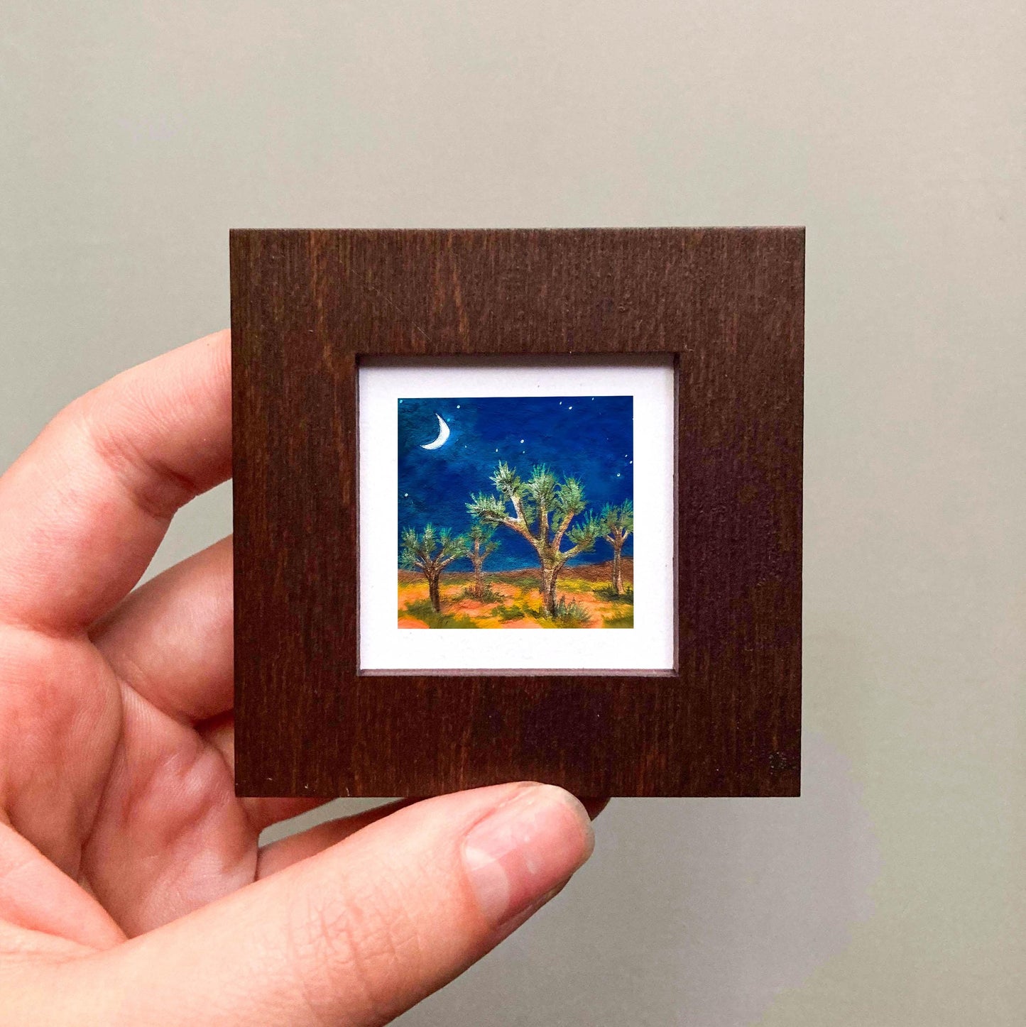 Mini 1" CA Joshua Tree National Park California USA Roadtrip Tiny Gouache Art PRINT