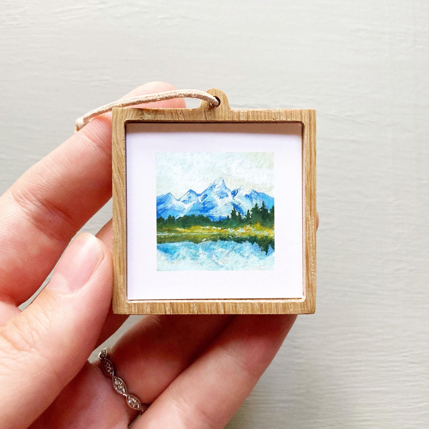 Mini 1" WY Grand Tetons National Park Wyoming USA Roadtrip Tiny Gouache Art PRINT