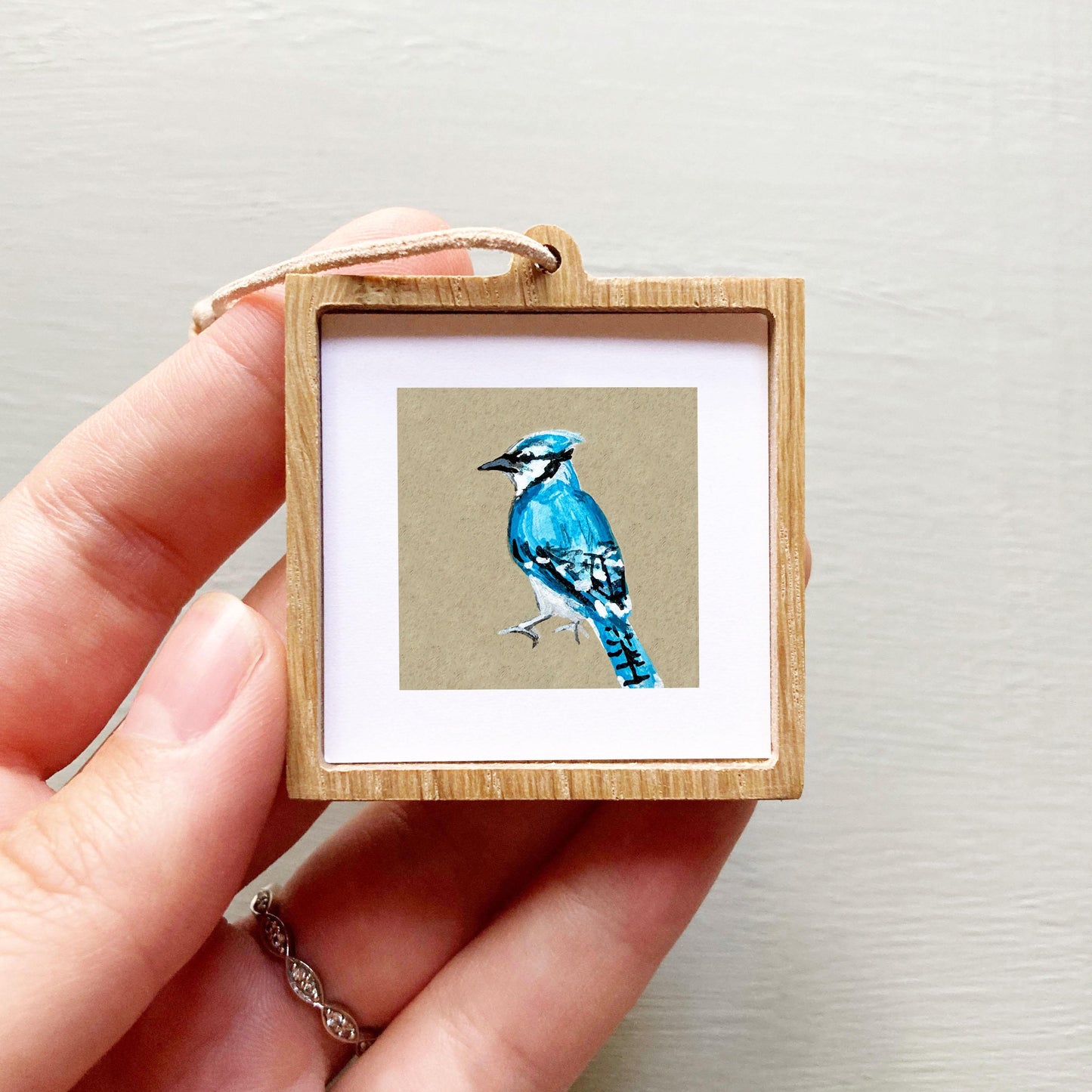 Mini 1" Blue Jay Bird Print Tiny Gouache Art PRINT