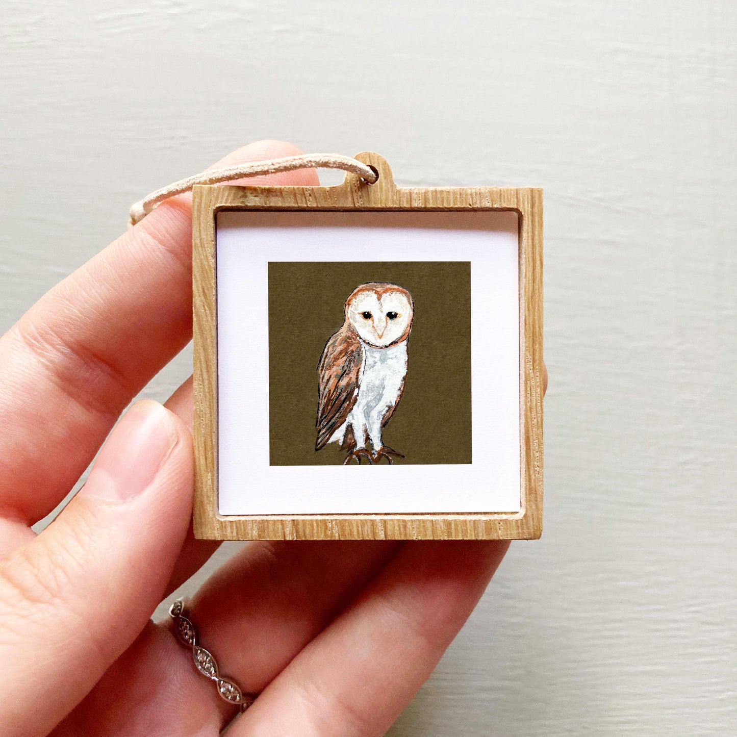 Mini 1" Barn Owl Bird Print Tiny Gouache Art PRINT