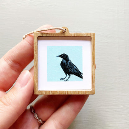 Mini 1" Raven Bird Print Tiny Gouache Art PRINT