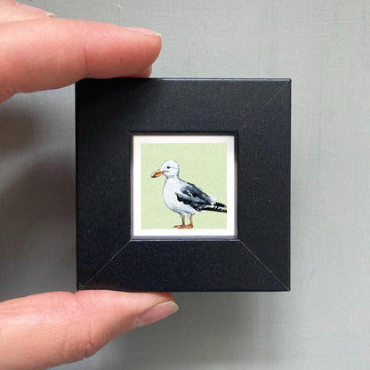 Mini 1" Seagull Bird Print Tiny Gouache Art PRINT