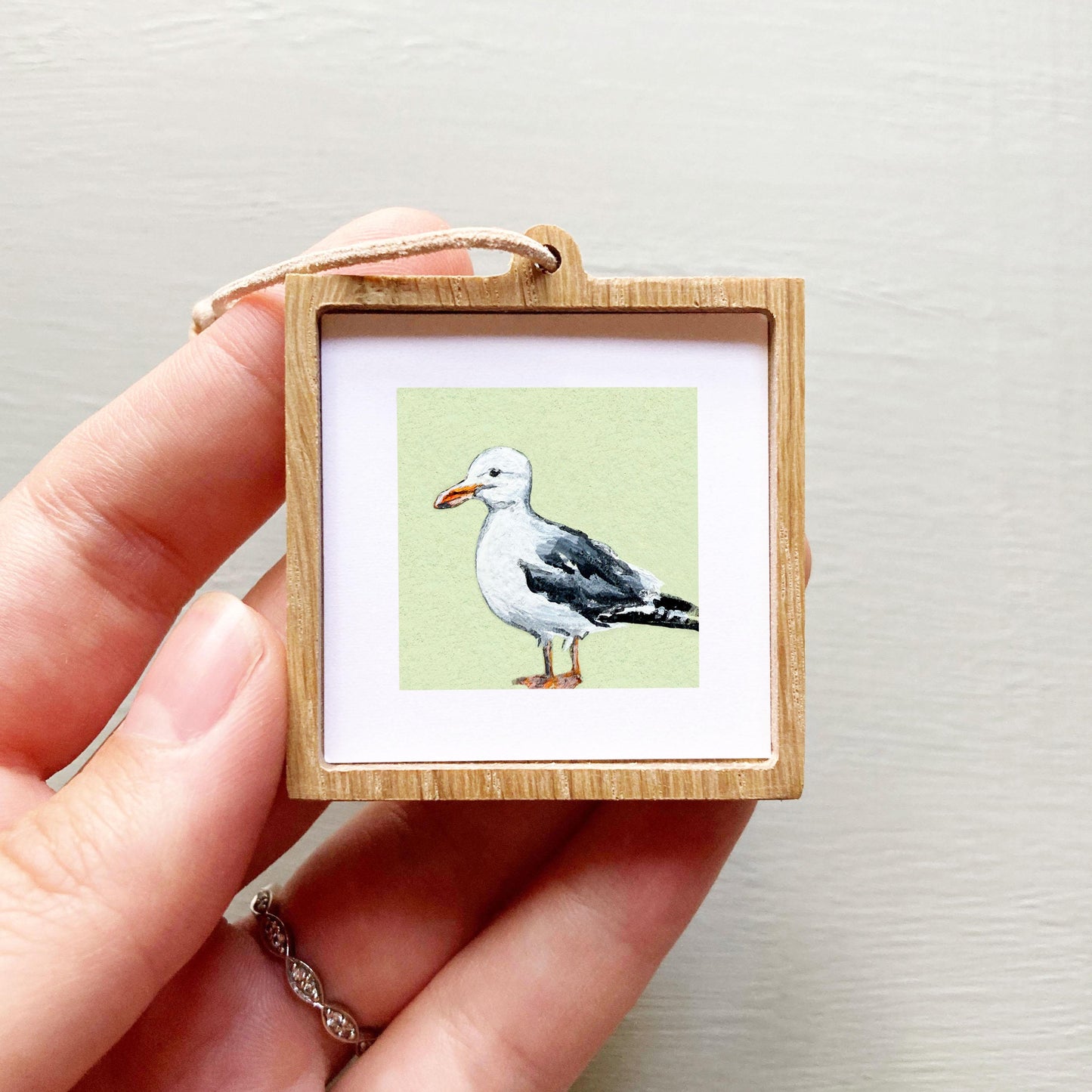 Mini 1" Seagull Bird Print Tiny Gouache Art PRINT