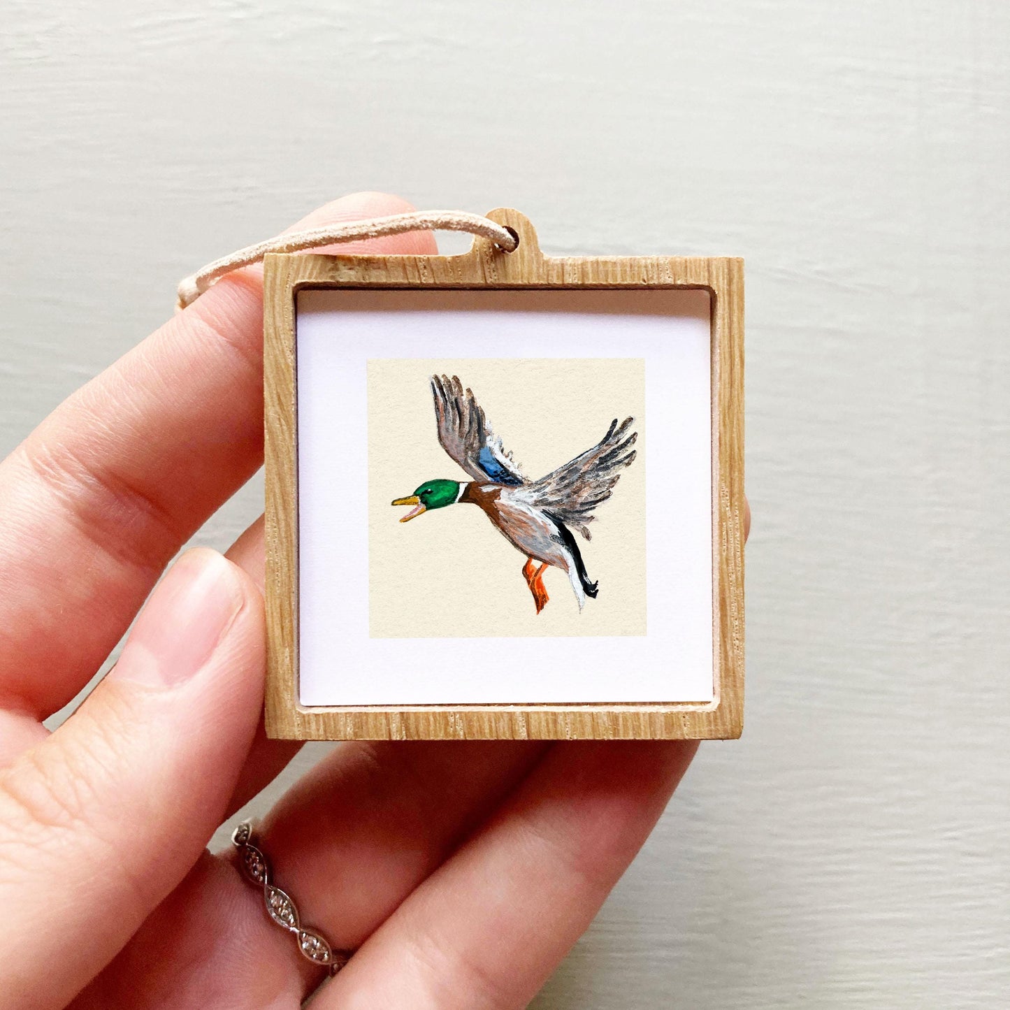 Mini 1" Mallard Duck Bird Print Tiny Gouache Art PRINT