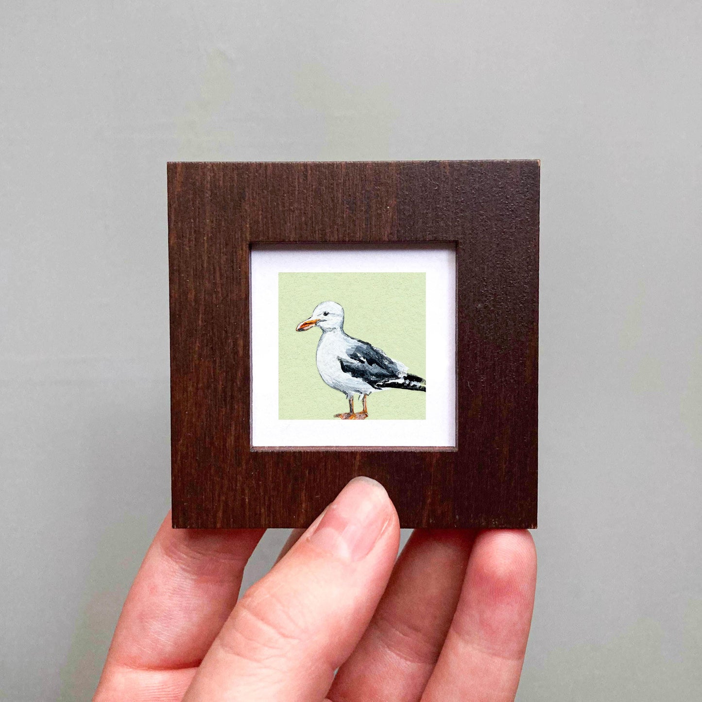 Mini 1" Seagull Bird Print Tiny Gouache Art PRINT