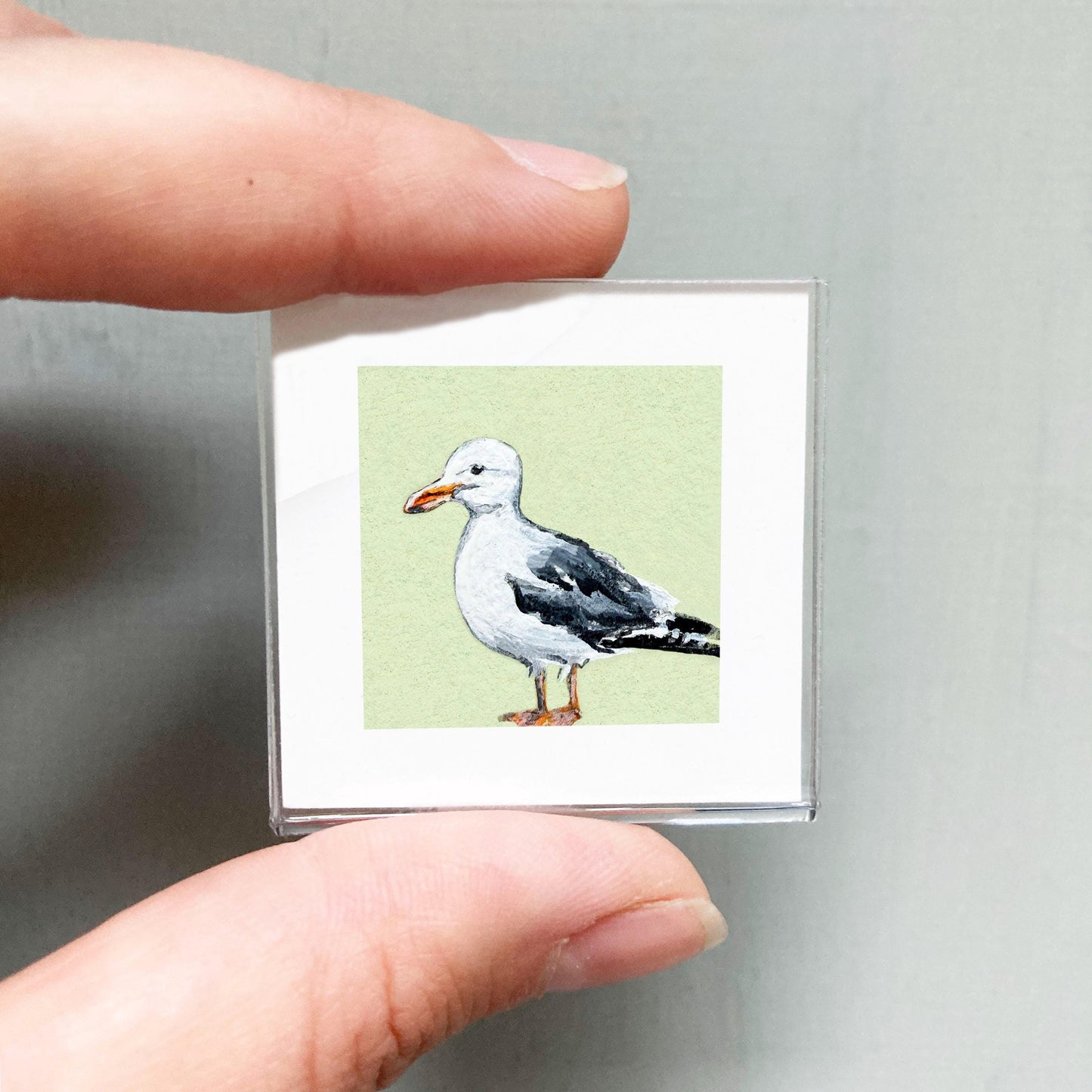 Mini 1" Seagull Bird Print Tiny Gouache Art PRINT