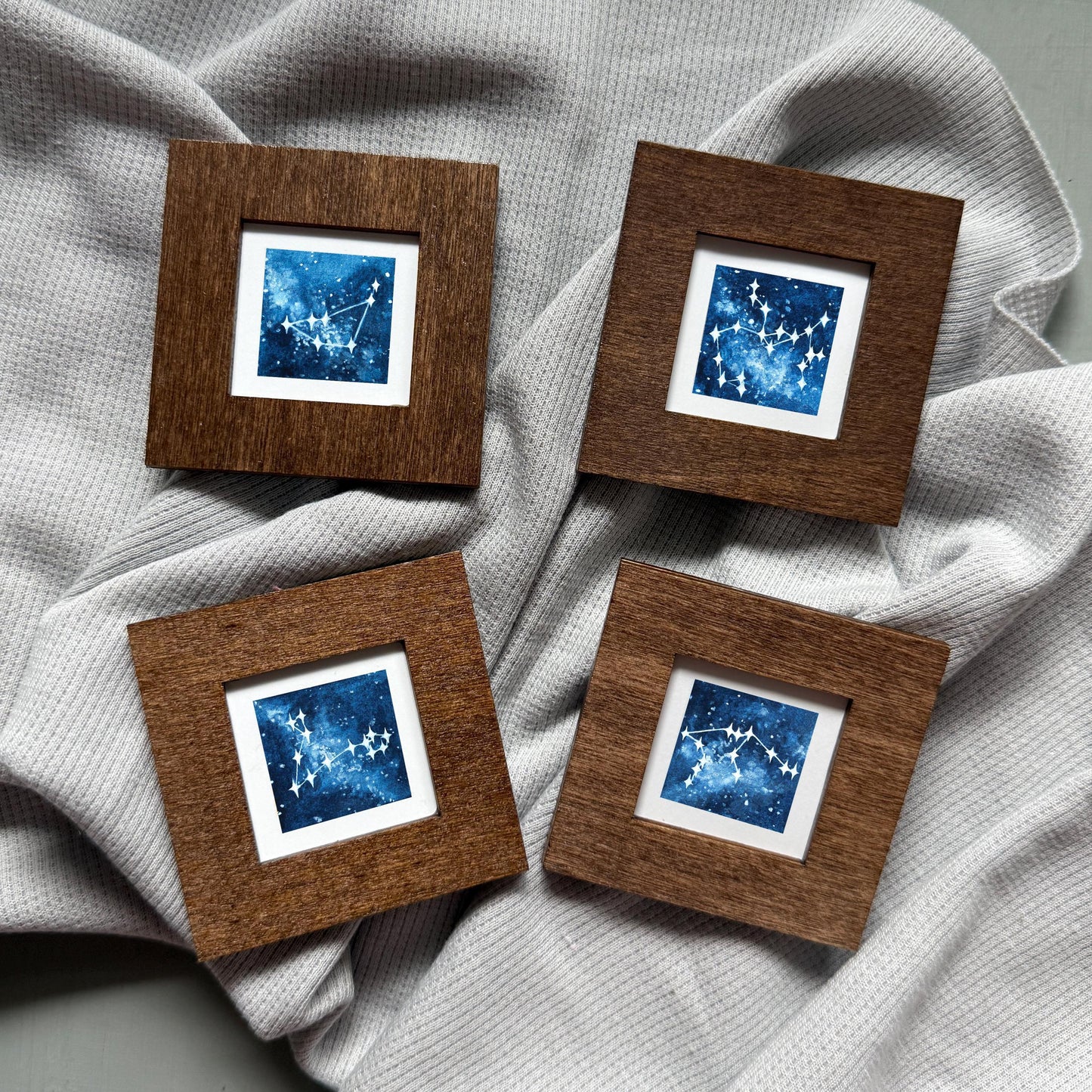 Miniature Zodiac Constellations Art Prints Set of 12 - Tiny Watercolor 1-Inch Mini Wall Decor