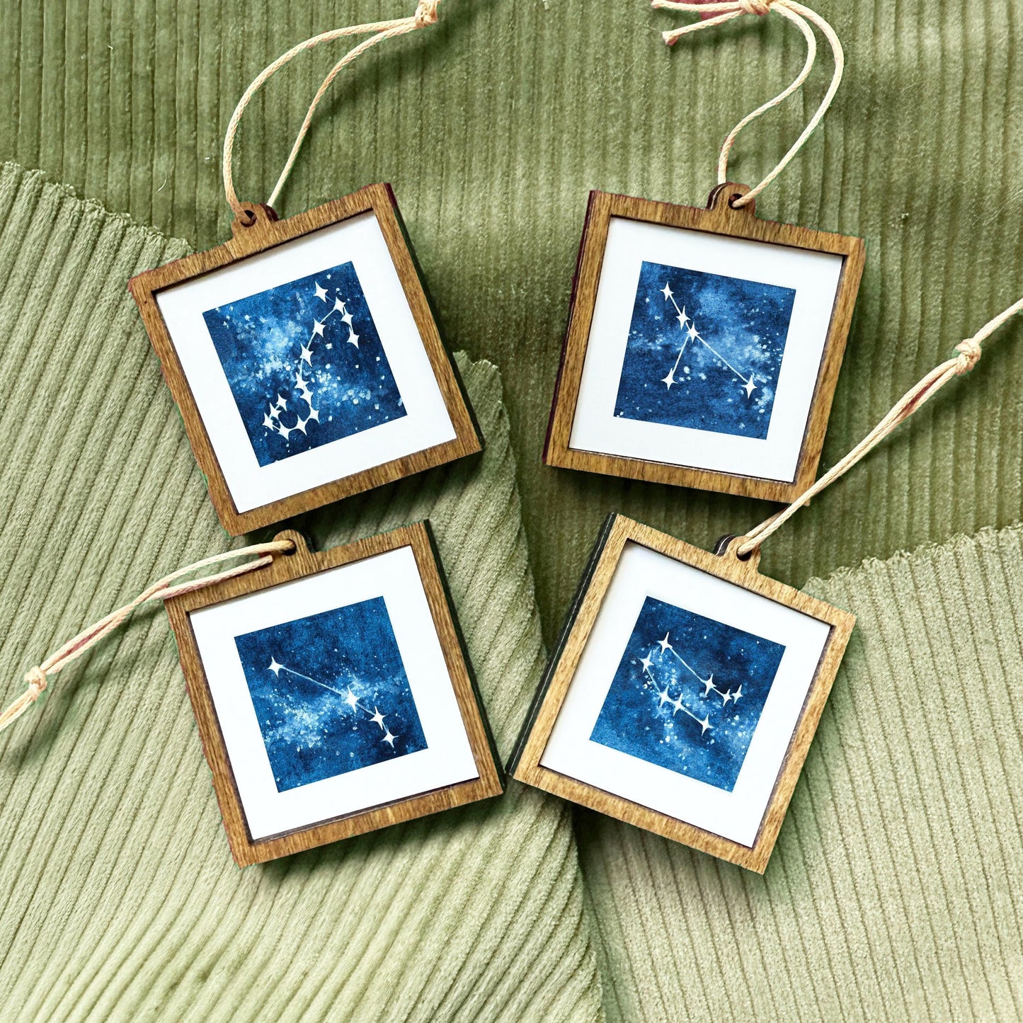 Miniature Zodiac Constellations Art Prints Set of 12 - Tiny Watercolor 1-Inch Mini Wall Decor