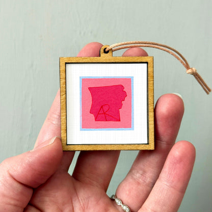 Miniature Arkansas State Art PRINT - Tiny Gouache 1-Inch Mini Wall Decor