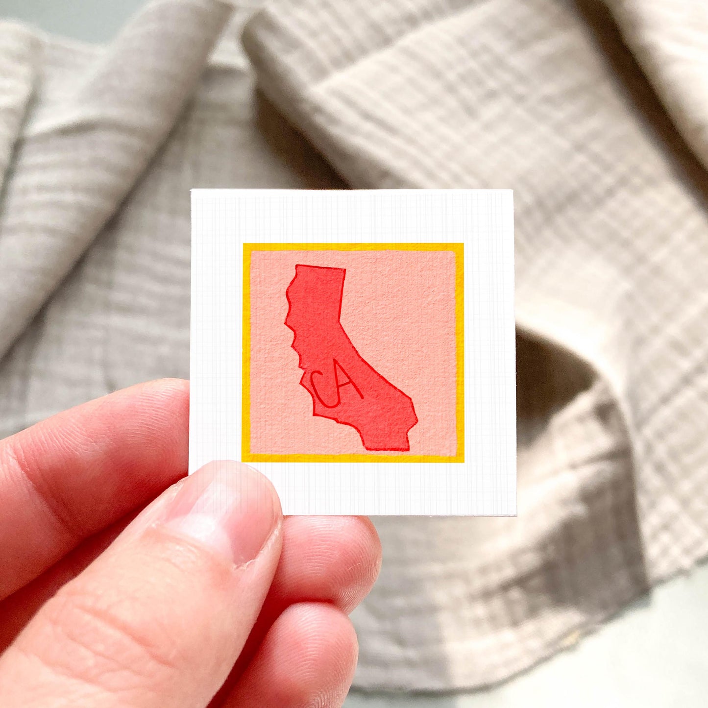 Miniature California State Art PRINT - Tiny Gouache 1-Inch Mini Wall Decor