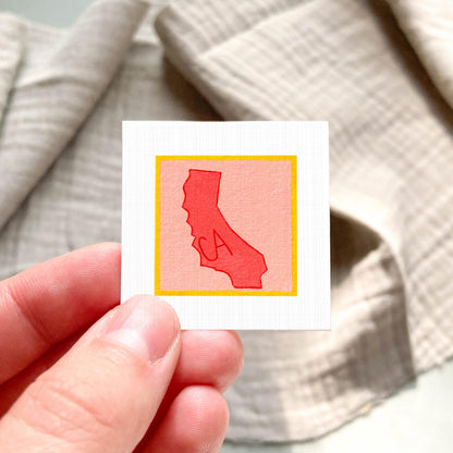 Miniature California State Art PRINT - Tiny Gouache 1-Inch Mini Wall Decor