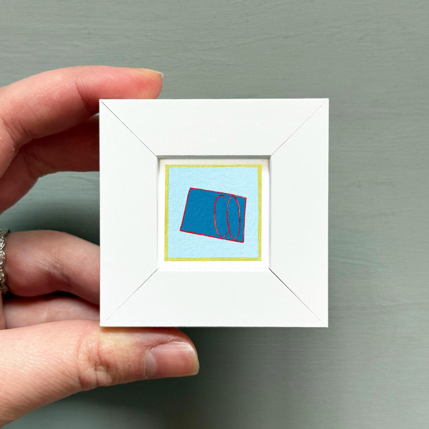 Miniature Colorado State Art PRINT - Tiny Gouache 1-Inch Mini Wall Decor