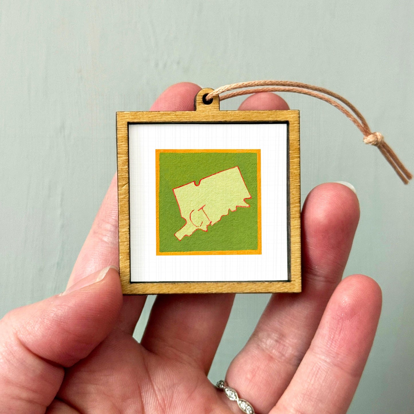 Miniature Connecticut State Art PRINT - Tiny Gouache 1-Inch Mini Wall Decor