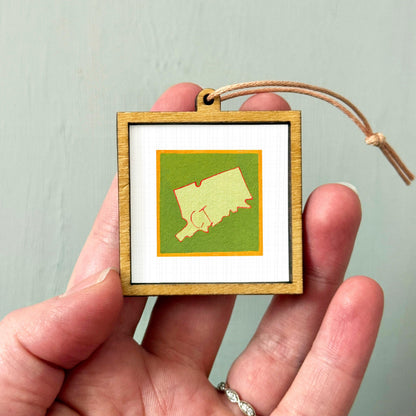 Miniature Connecticut State Art PRINT - Tiny Gouache 1-Inch Mini Wall Decor