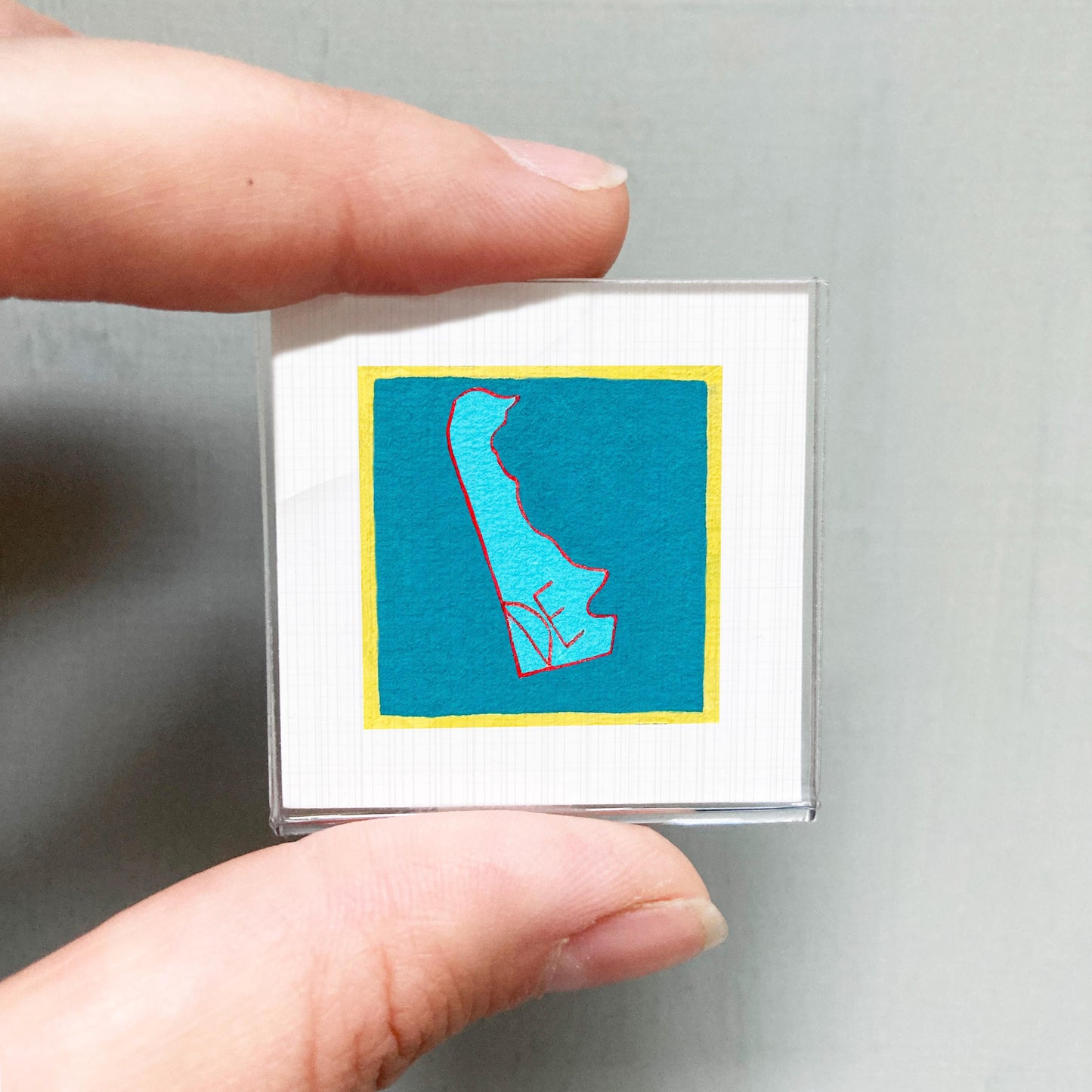 Miniature Delaware State Art PRINT - Tiny Gouache 1-Inch Mini Wall Decor