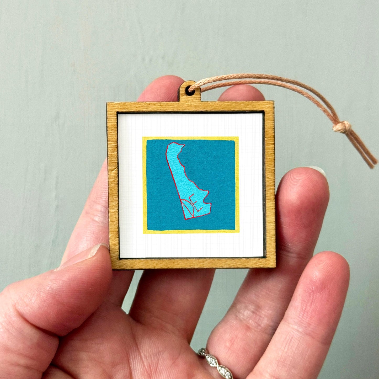 Miniature Delaware State Art PRINT - Tiny Gouache 1-Inch Mini Wall Decor