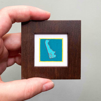 Miniature Delaware State Art PRINT - Tiny Gouache 1-Inch Mini Wall Decor