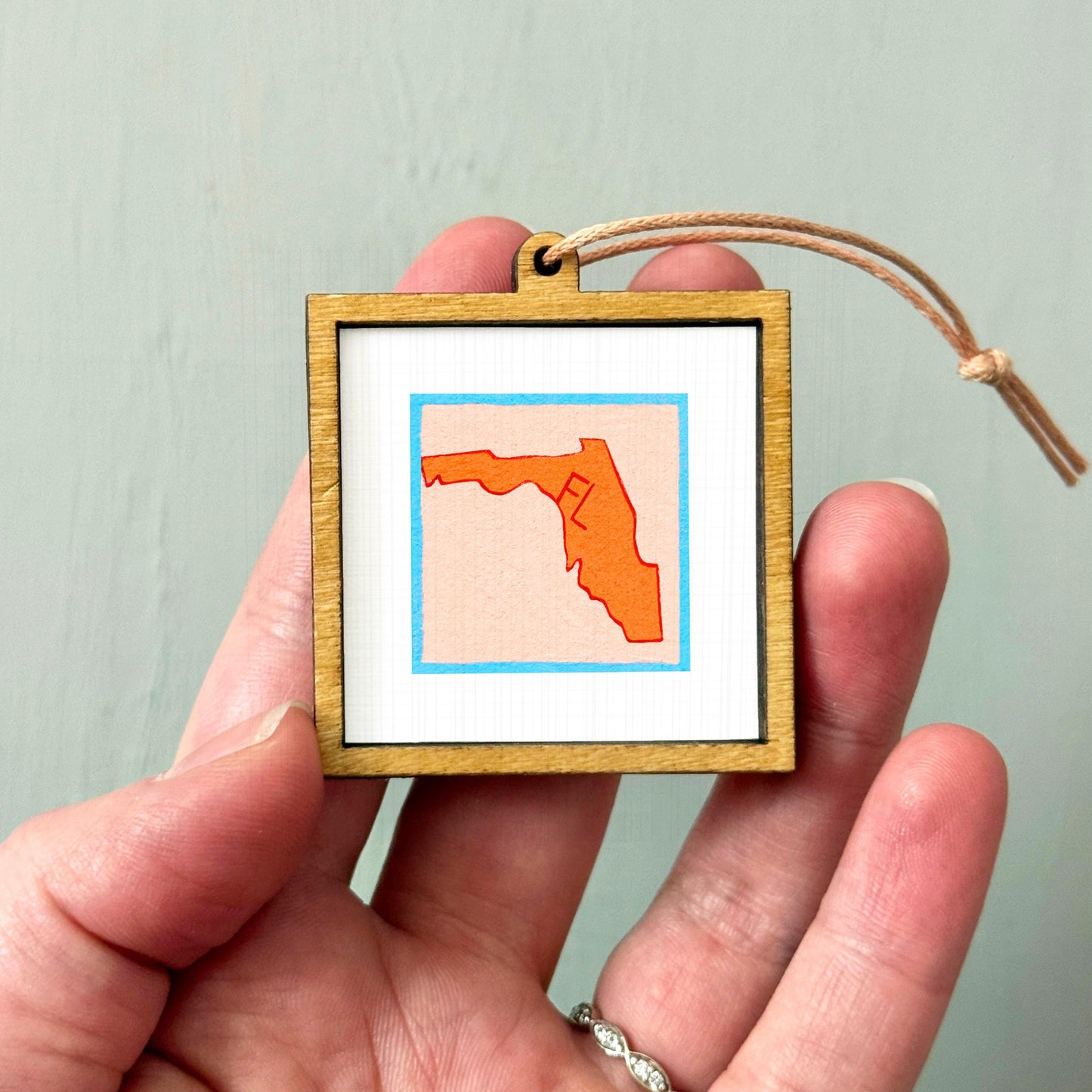 Miniature Florida State Art PRINT - Tiny Gouache 1-Inch Mini Wall Decor