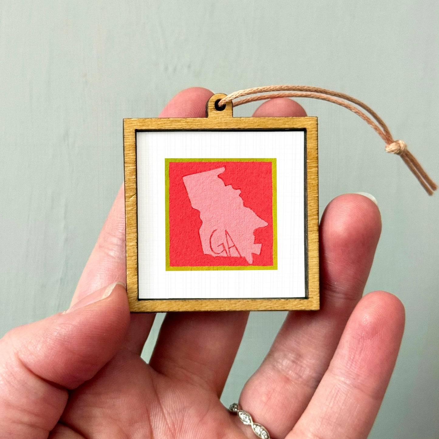 Miniature Georgia State Art PRINT - Tiny Gouache 1-Inch Mini Wall Decor