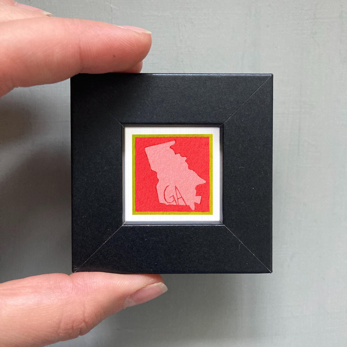 Miniature Georgia State Art PRINT - Tiny Gouache 1-Inch Mini Wall Decor