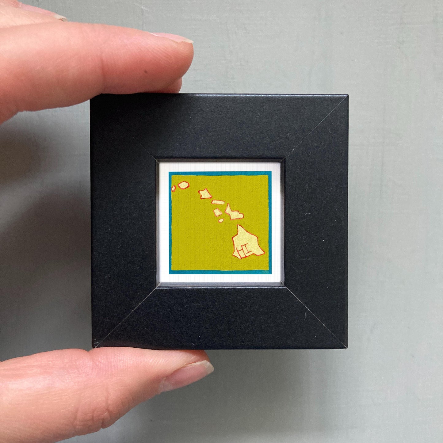 Miniature Hawaii State Art PRINT - Tiny Gouache 1-Inch Mini Wall Decor