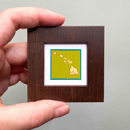 Miniature Hawaii State Art PRINT - Tiny Gouache 1-Inch Mini Wall Decor