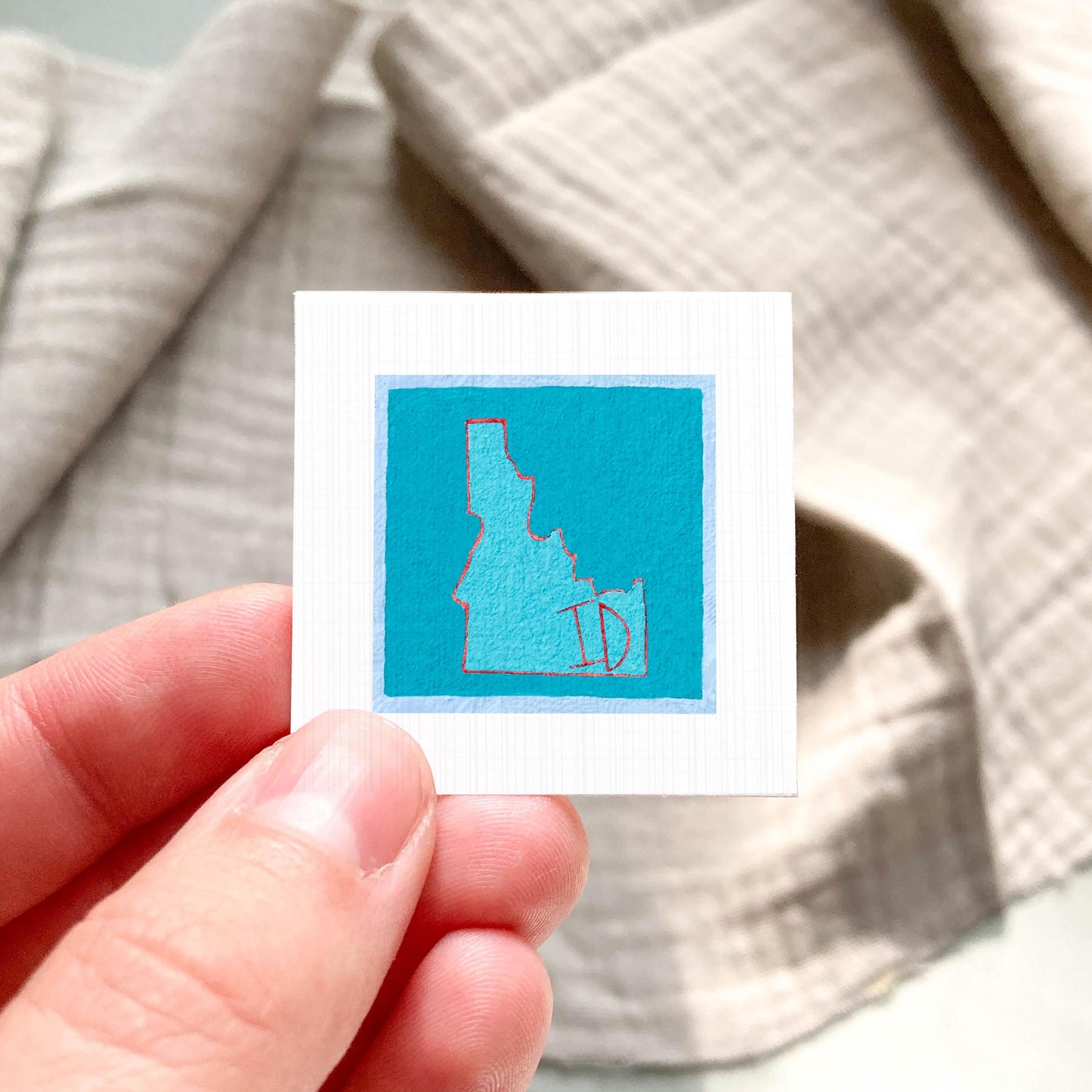 Miniature Idaho State Art PRINT - Tiny Gouache 1-Inch Mini Wall Decor