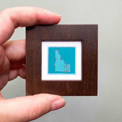 Miniature Idaho State Art PRINT - Tiny Gouache 1-Inch Mini Wall Decor