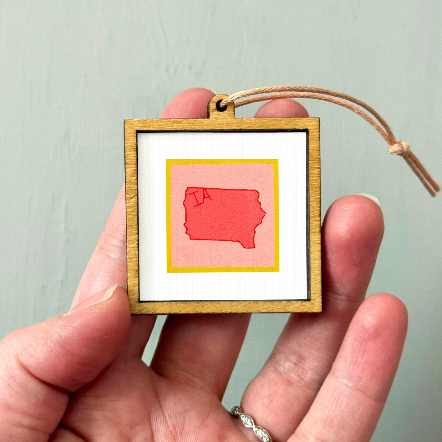Miniature Iowa IA State Art PRINT - Tiny Gouache 1-Inch Mini Wall Decor