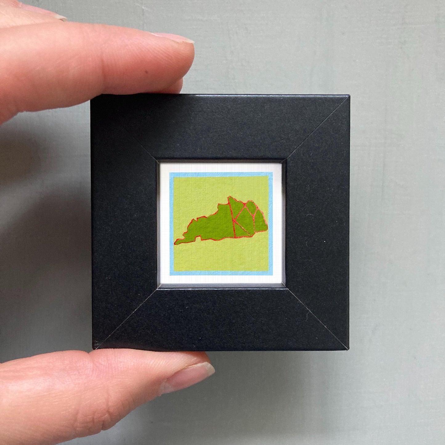 Miniature Kentucky KY State Art PRINT - Tiny Gouache 1-Inch Mini Wall Decor
