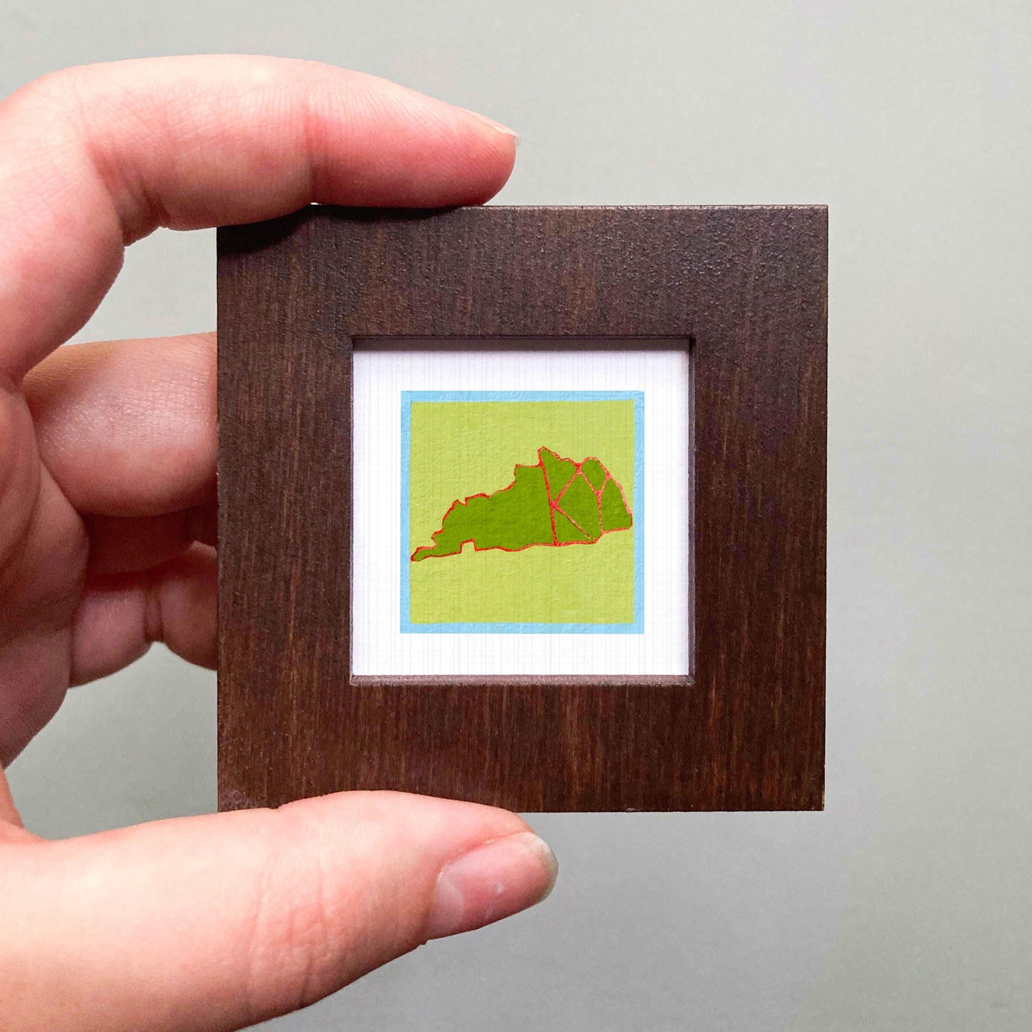 Miniature Kentucky KY State Art PRINT - Tiny Gouache 1-Inch Mini Wall Decor