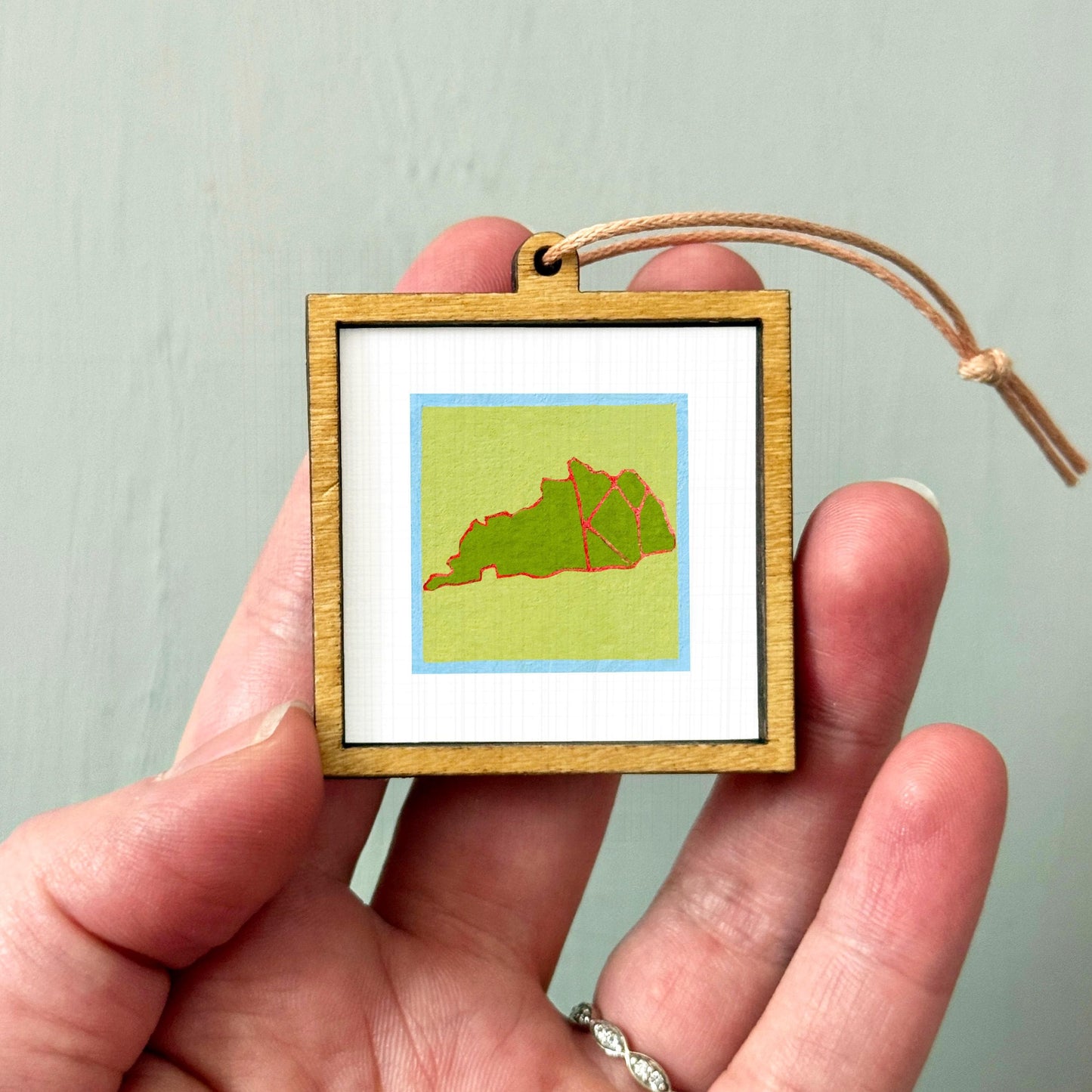 Miniature Kentucky KY State Art PRINT - Tiny Gouache 1-Inch Mini Wall Decor