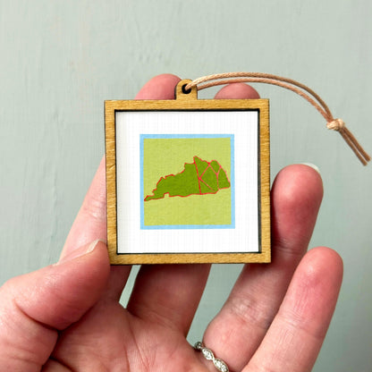 Miniature Kentucky KY State Art PRINT - Tiny Gouache 1-Inch Mini Wall Decor