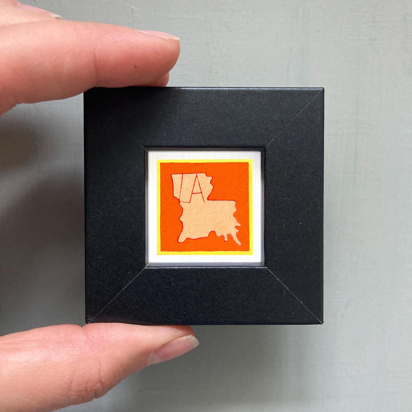 Miniature Louisiana State Art PRINT - Tiny Gouache 1-Inch Mini Wall Decor