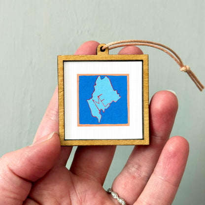Miniature Maine State Art PRINT - Tiny Gouache 1-Inch Mini Wall Decor