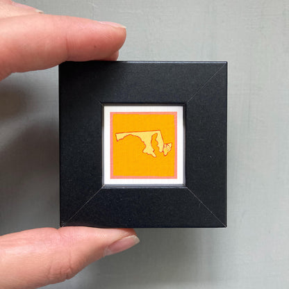 Miniature Maryland State Art PRINT - Tiny Gouache 1-Inch Mini Wall Decor