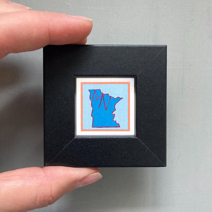 Miniature Minnesota State Art PRINT - Tiny Gouache 1-Inch Mini Wall Decor