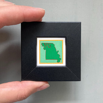 Miniature Missouri State Art PRINT - Tiny Gouache 1-Inch Mini Wall Decor