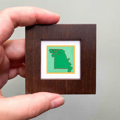Miniature Missouri State Art PRINT - Tiny Gouache 1-Inch Mini Wall Decor