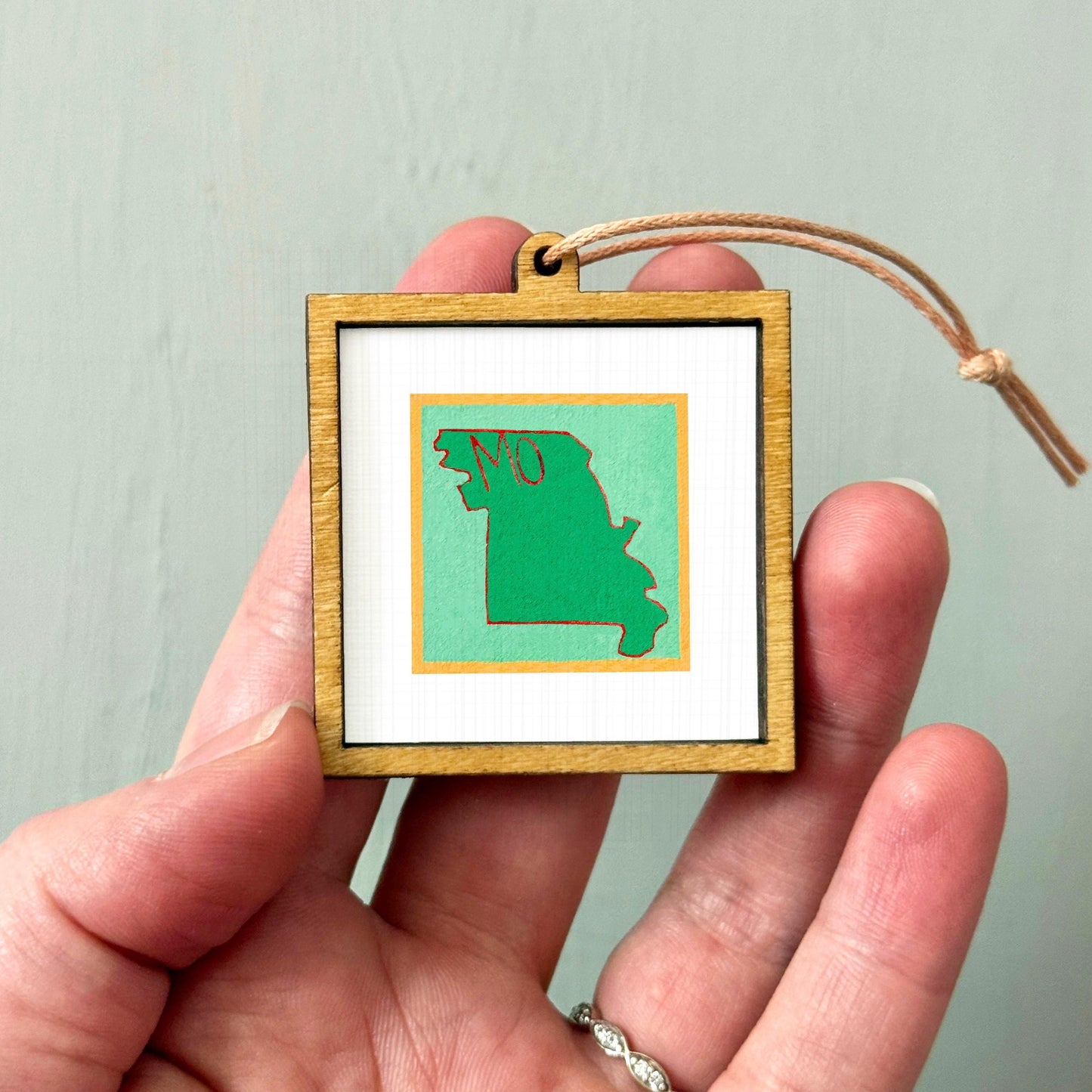 Miniature Missouri State Art PRINT - Tiny Gouache 1-Inch Mini Wall Decor
