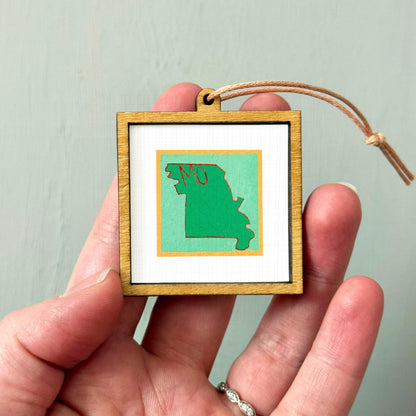 Miniature Missouri State Art PRINT - Tiny Gouache 1-Inch Mini Wall Decor
