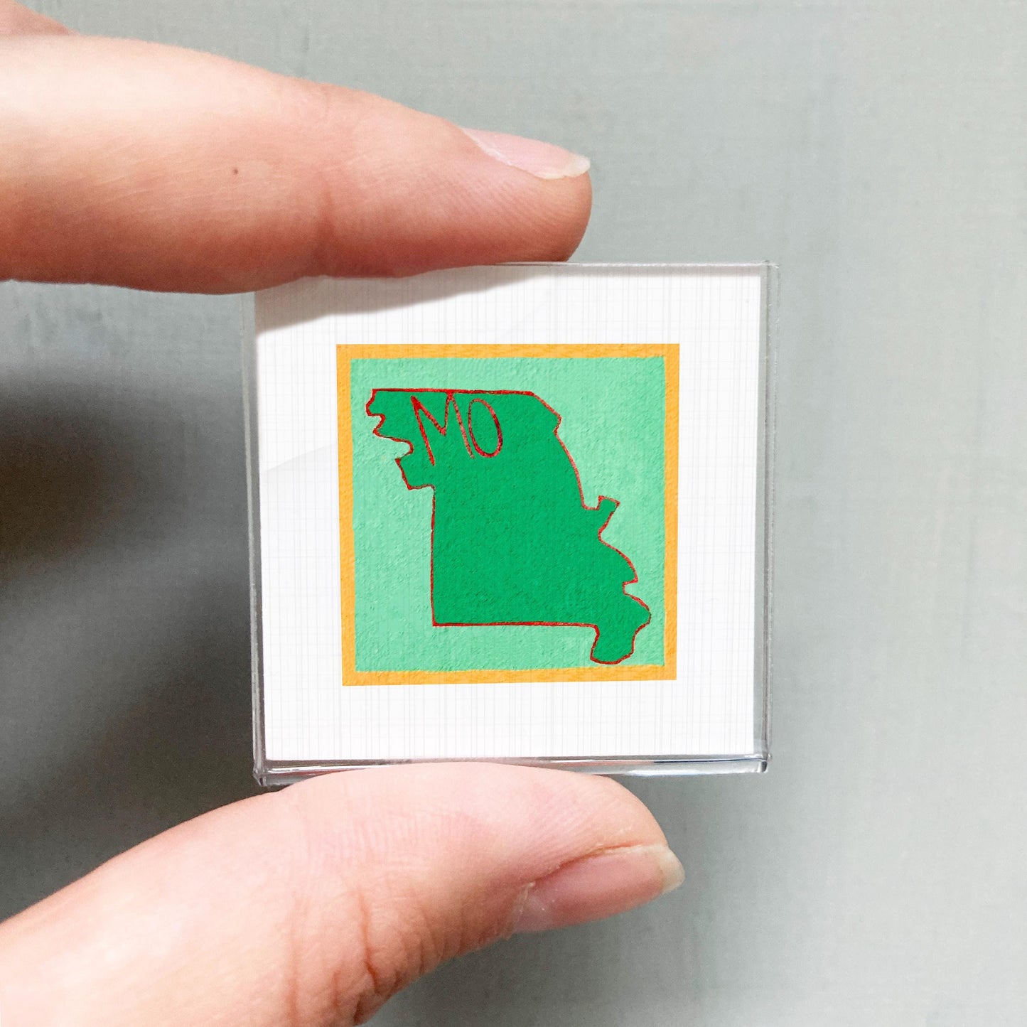 Miniature Missouri State Art PRINT - Tiny Gouache 1-Inch Mini Wall Decor