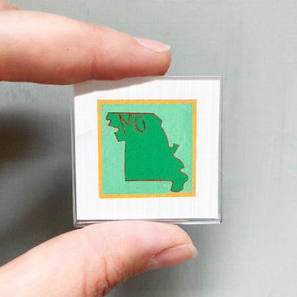Miniature Missouri State Art PRINT - Tiny Gouache 1-Inch Mini Wall Decor