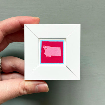 Miniature Montana State Art PRINT - Tiny Gouache 1-Inch Mini Wall Decor