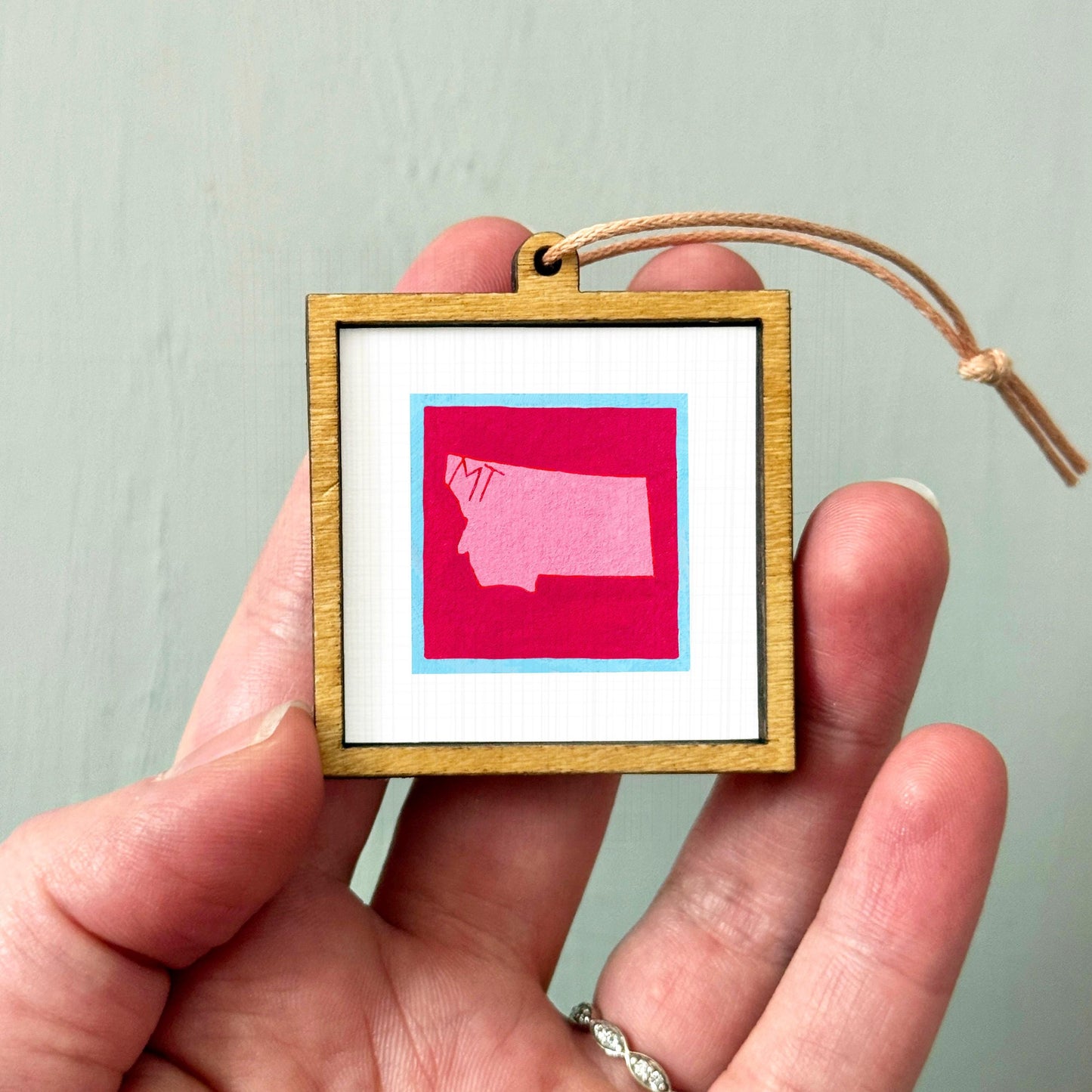 Miniature Montana State Art PRINT - Tiny Gouache 1-Inch Mini Wall Decor