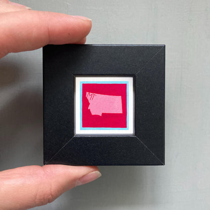 Miniature Montana State Art PRINT - Tiny Gouache 1-Inch Mini Wall Decor
