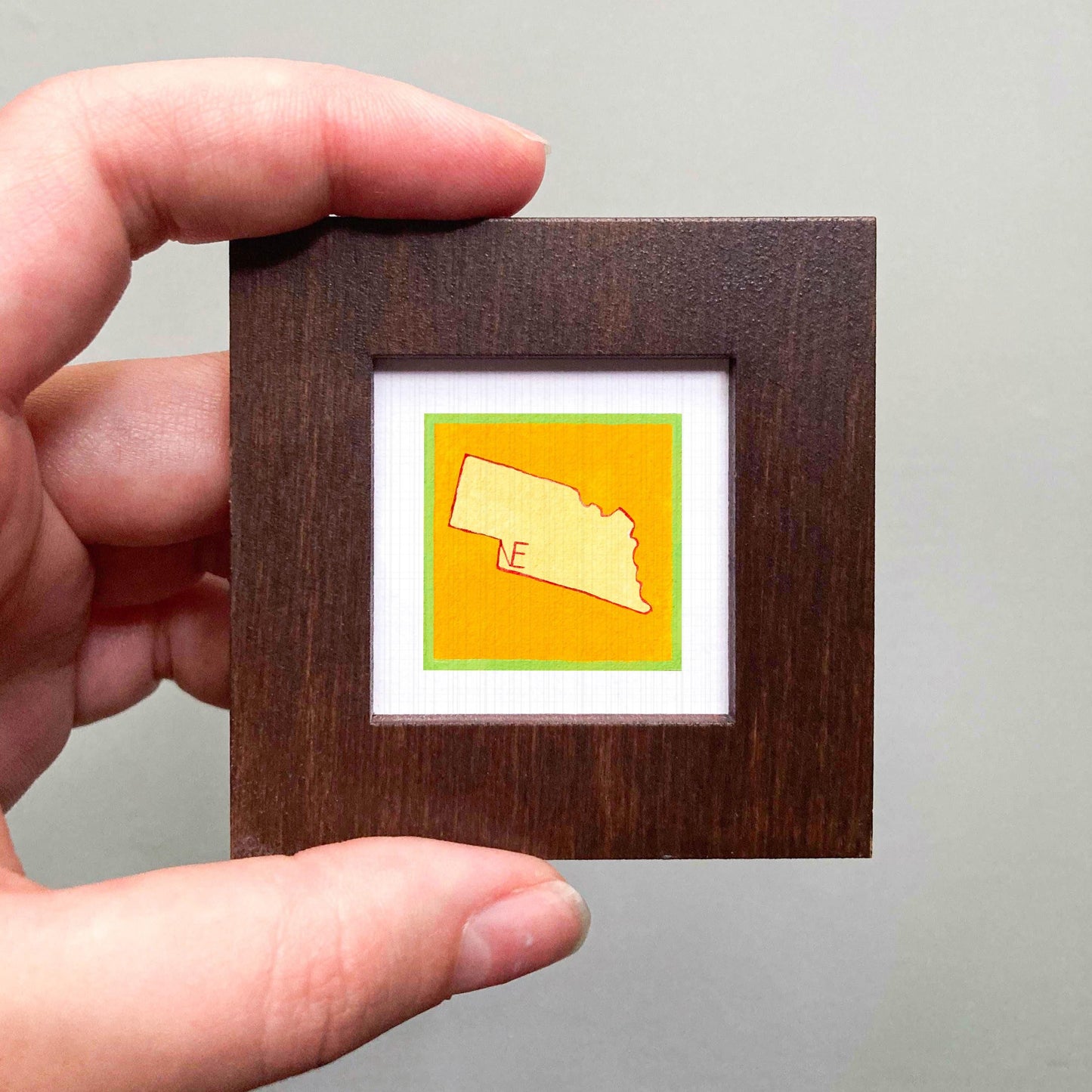 Miniature Nebraska State Art PRINT - Tiny Gouache 1-Inch Mini Wall Decor